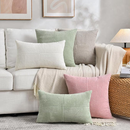 Fancy Homi 2 Packs Tan Decorative Throw Pillow Covers 18x18 Inch - Image 8