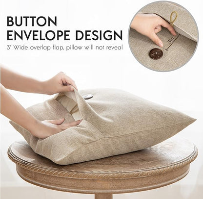 Phantoscope Pack of 2 Farmhouse Throw Pillow Covers Premium Coconut Button - Image 3