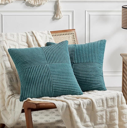 Fancy Homi 2 Packs Teal Decorative Throw Pillow Covers 16x16 Inch by Fancy+Homi