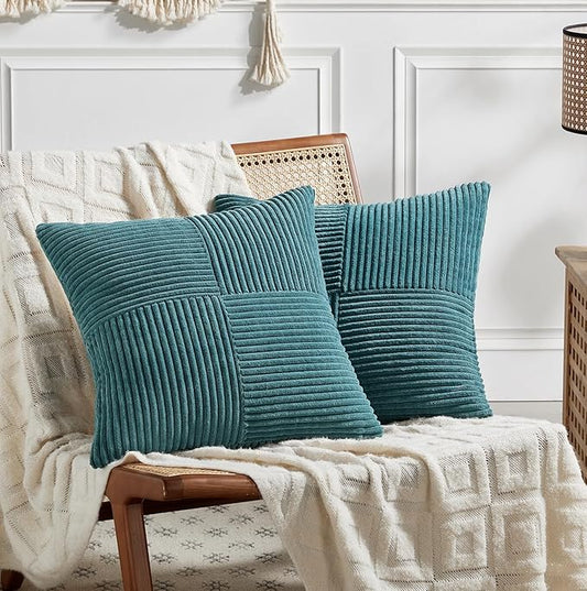 Fancy Homi 2 Packs Teal Decorative Throw Pillow Covers 20x20 Inch by Fancy+Homi