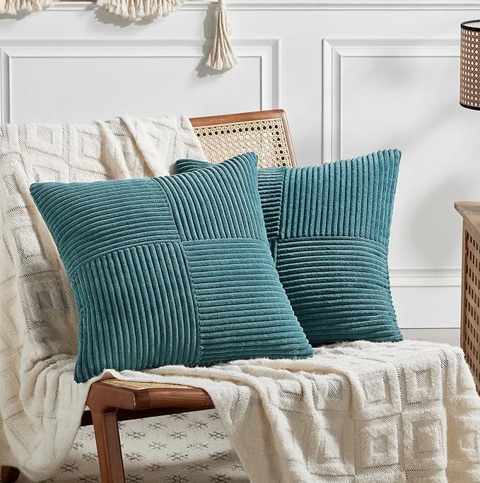 Fancy Homi 2 Packs Teal Euro Decorative Throw Pillow Covers 28x28 Inch by Fancy+Homi