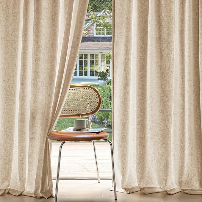 MIULEE Non-See-Through Privacy Linen Curtains 2 Panels, Light Filtering Window by MIULEE