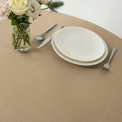 maxmill Round Linen Looking Textured Tablecloth Spill-Proof Wrinkle Free Soft - Image 5