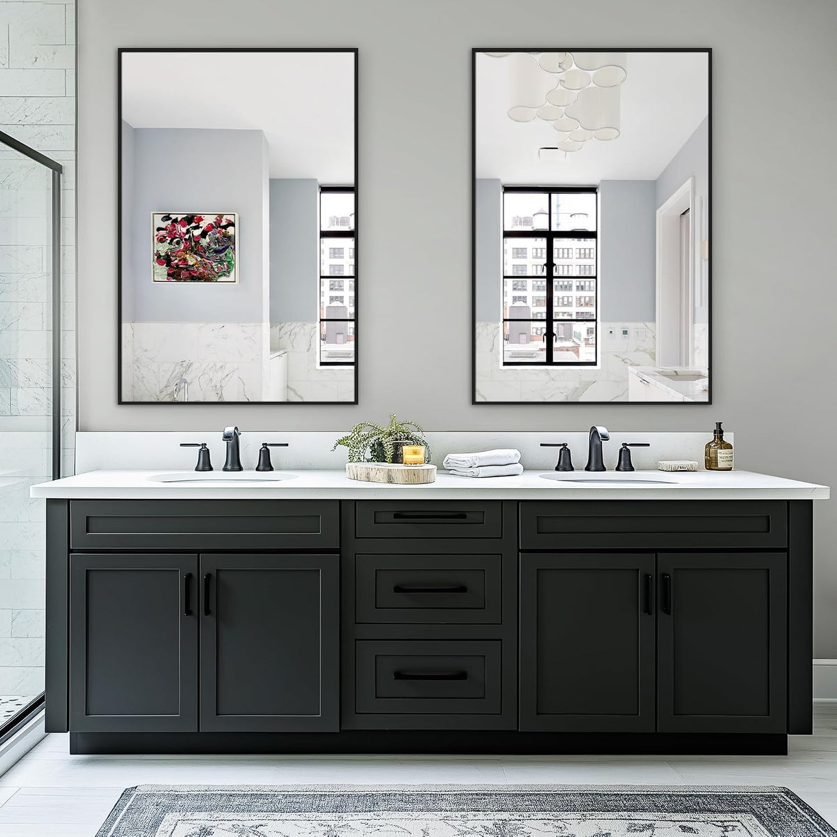 bathroom vanity mirror for wall 2pack 36"x24" bathroom shown in use