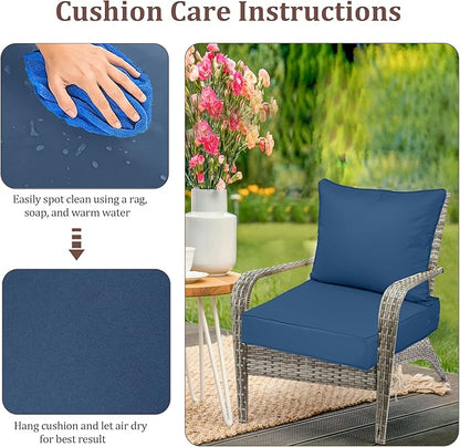 Waterproof Outdoor Chair Cushion Set of 3, Outdoor Cushions - Image 7