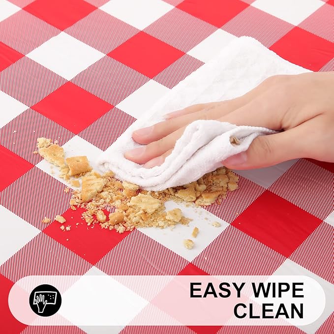 Smiry Rectangle Picnic Table Cloth, Elastic Waterproof Fitted Vinyl Tablecloths - Image 4