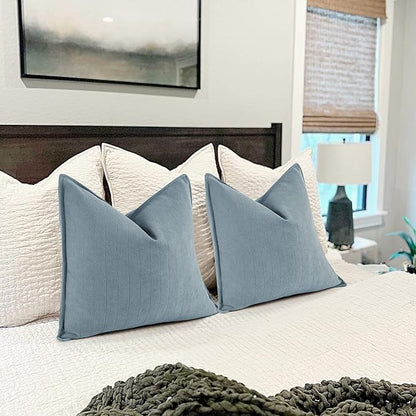 ZWJD Blue Pillow Covers 26x26 Set of 2 Chenille Pillow Covers - Image 8