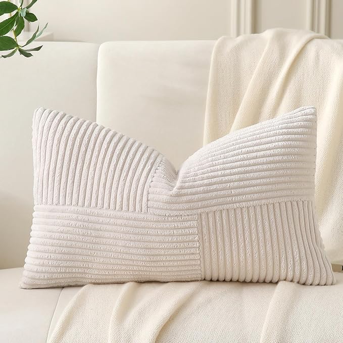 Beige Lumbar Throw Pillow Covers 12x24 inch, Farmhouse Home Decor, Boho - Image 6