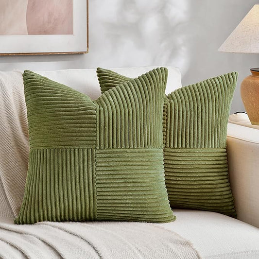 Fancy Homi 2 Packs Moss Green Decorative Throw Pillow Covers 16x16 Inch by Fancy+Homi