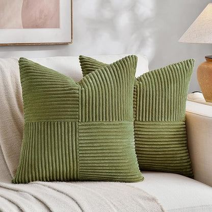 Fancy Homi 2 Packs Moss Green Euro Decorative Throw Pillow Covers 28x28 Inch by Fancy+Homi