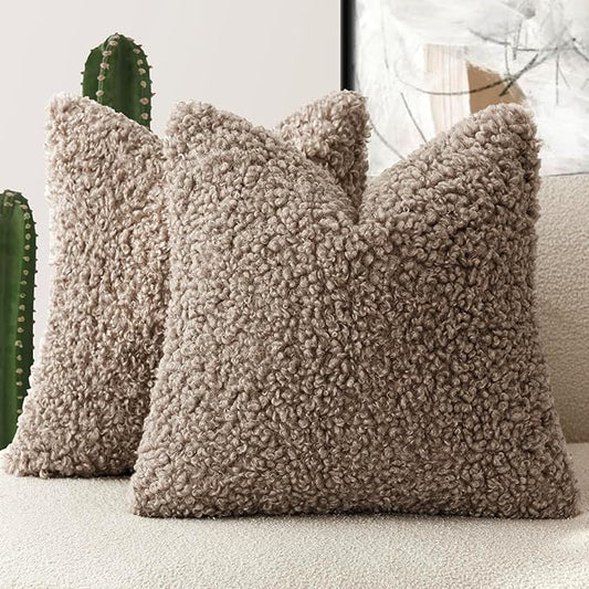 Foindtower 2 Pieces Teddy Faux Fur Throw Pillow Cover Decorative Sherpa Pillow by Foindtower