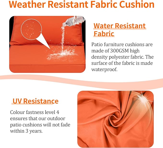 Deep Seat Outdoor Cushion Set of 4, UV&Fade Resistant Deep Seat Patio Cushions - Image 4