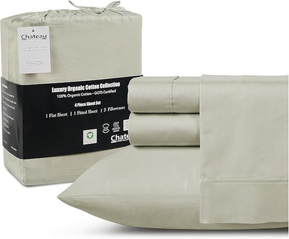King Bed Sheets Deep Pocket King Sheet Set, 300 Thread Count Long Staple Fully - Image 2