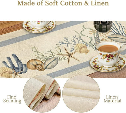 Sea Shell Starfish Table Runner Seasonal Spring Summer Tropical Ocean Table - Image 8