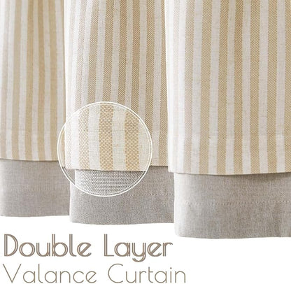 jinchan Linen Striped Valance for Windows 16 Inch Blackout Drapes for Small - Image 4