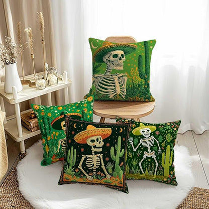 Day of The Dead Throw Pillow Covers | 18x18 Set of 4 Decorative Sugar Skull - Image 3