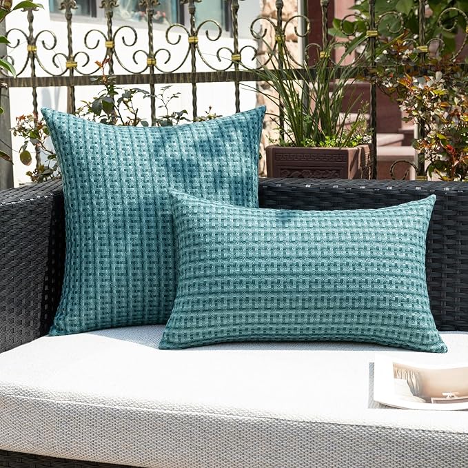 Kevin Textile Outdoor Waterproof Throw Pillow Covers Pack of 2 Weaving Texture - Image 5