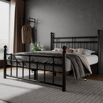 feonase queen metal platform bed frame with victorian on a desk or shelf