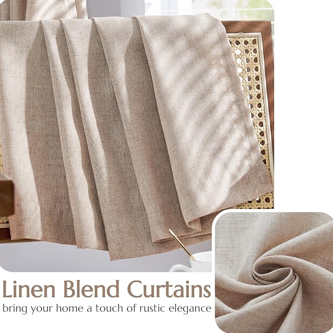 jinchan Taupe Lined Linen Blend Curtain - Image 6