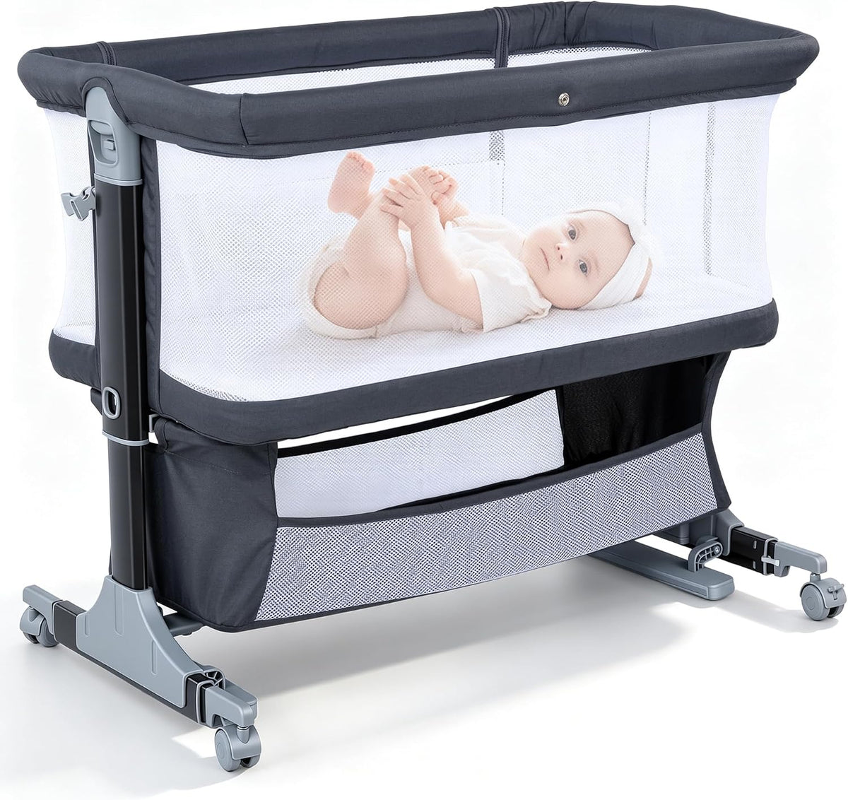 4 in 1 bassinet bedside sleeper with rocking, view 9