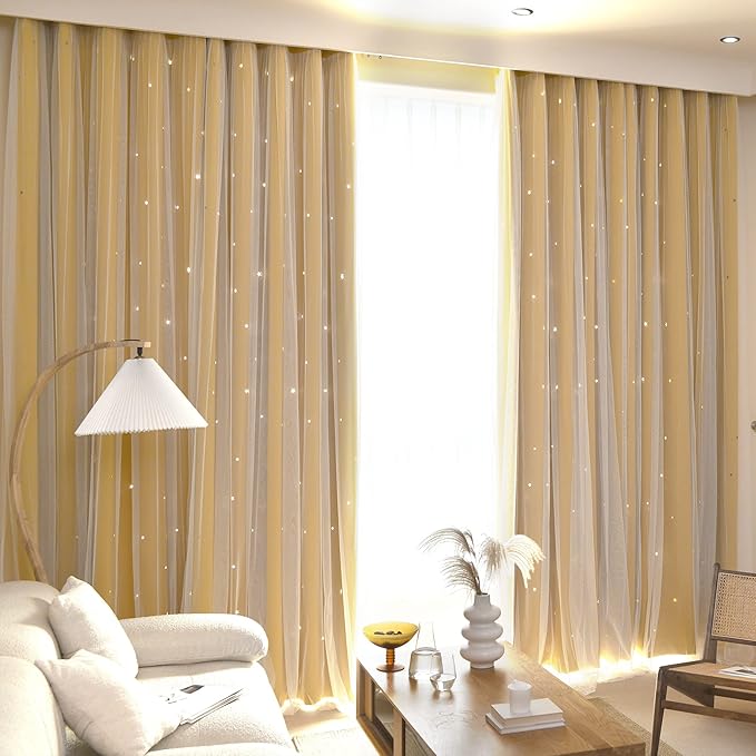 Kinryb Kids Blackout Curtains for Bedroom/Living Room/Classroom, Sheer Overlay - Image 4