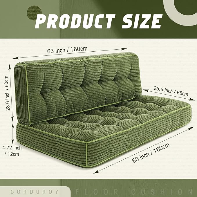 63 Inch Folding Sofa Bed Convertible Chair, 2-in-1 Convertible Boneless Sofa - Image 3