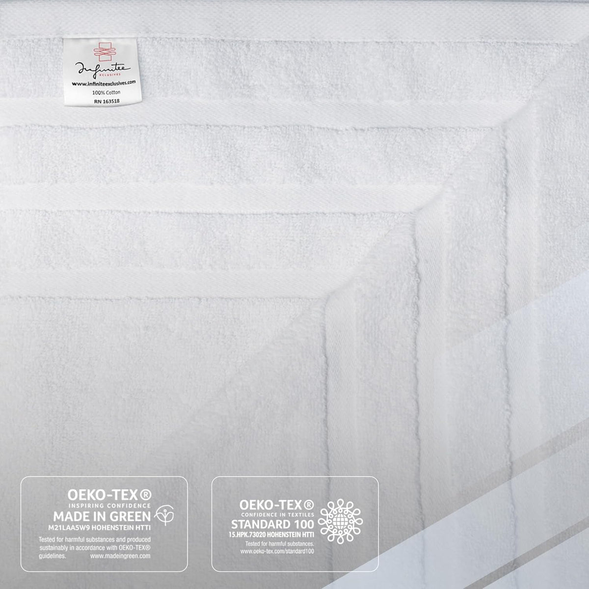 infinitee xclusives 100% ring-spun cotton bath towels for on a desk or shelf