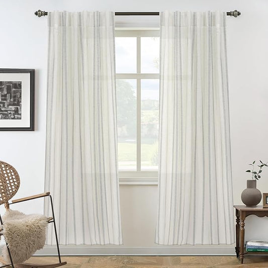 DriftAway Farmhouse Vertical Striped Linen Blend Textured Light Filtering Semi by DriftAway