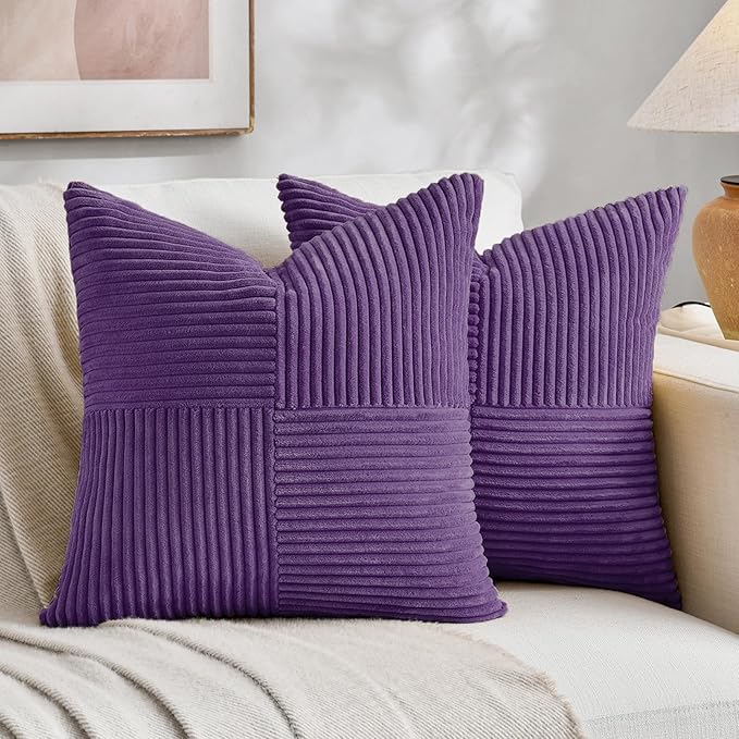 Fancy Homi 2 Packs Purple Decorative Throw Pillow Covers 22x22 Inch by Fancy+Homi