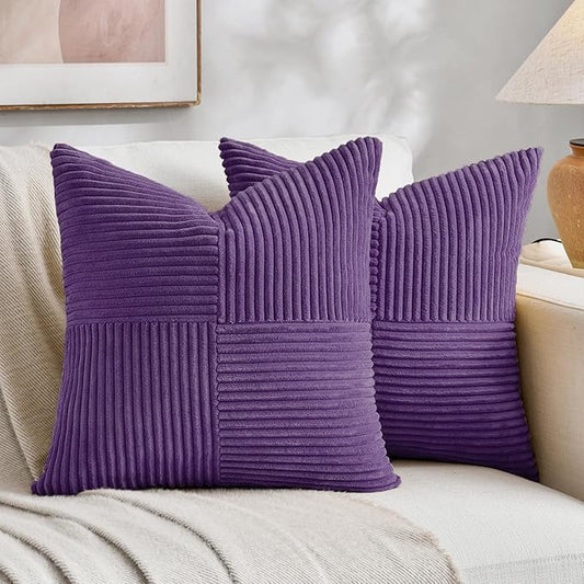 Fancy Homi 2 Packs Purple Decorative Throw Pillow Covers 16x16 Inch by Fancy+Homi