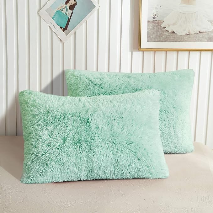 XeGe Faux Fur Throw Pillow Cases, Plush Shaggy Ultra Soft Pillow Covers by XeGe
