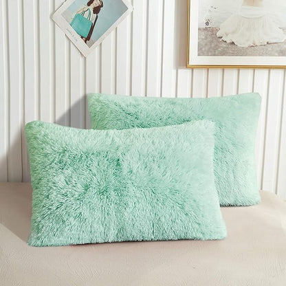 XeGe Faux Fur Throw Pillow Cases, Plush Shaggy Ultra Soft Pillow Covers by XeGe