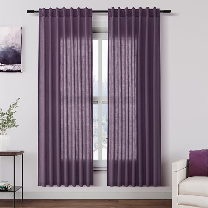Plum Linen Curtains 72 Inch Length by Nanspring