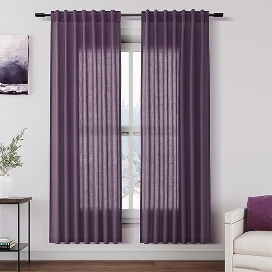 Plum Linen Curtains 72 Inch Length by Nanspring
