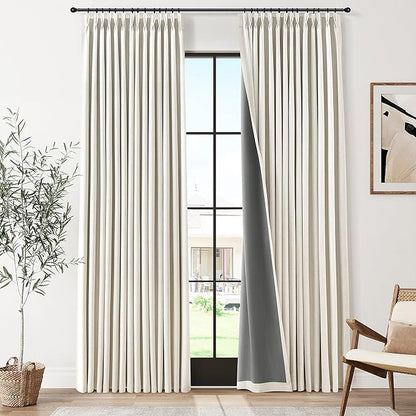 Joywell Pinch Pleat 100% Blackout Linen Curtains 94 Inches Long 2 Panels Set by Joywell