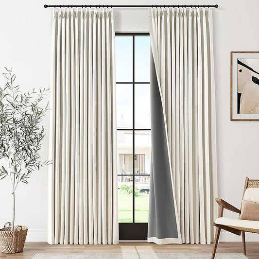 Joywell Pinch Pleat 100% Blackout Linen Curtains 94 Inches Long 2 Panels Set by Joywell