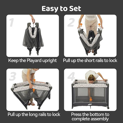 Pamo Babe Pack and Play with Bassinet, Portable Playard - Image 5