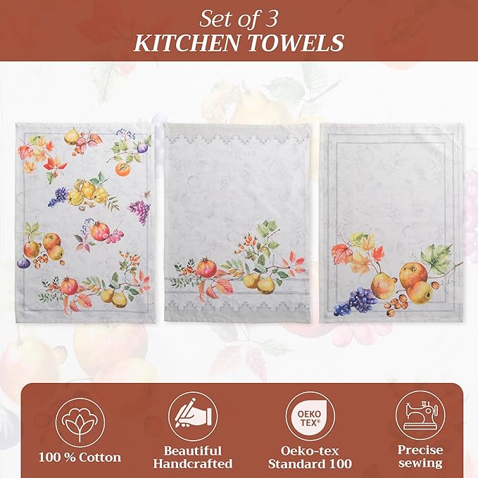 Maison d' Hermine Kitchen Towels Set of 3 100% Cotton 20" x 27.5" Reusable - Image 2