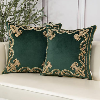 Aeckself European Luxury Velvet Throw Pillow Cover 18 x 18 Inch, Embroidery - Image 3