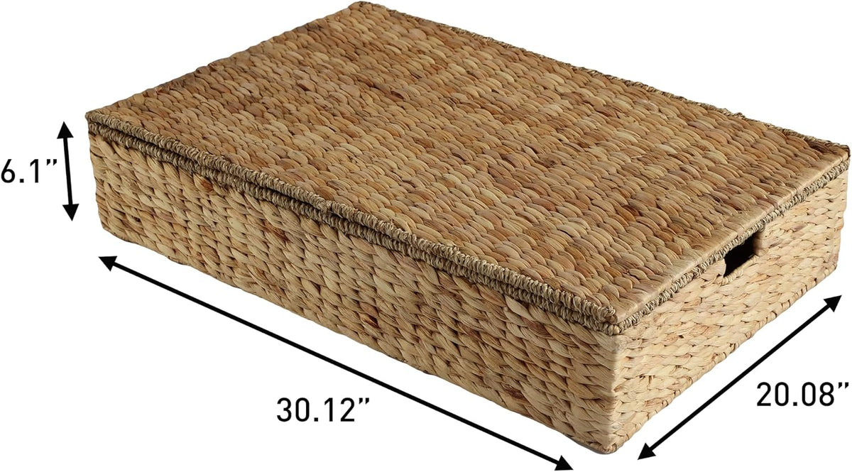 happimess holden under bed storage basket 30", natural, side view