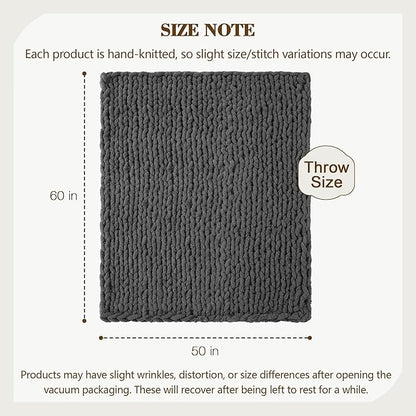 Carriediosa Chunky Knit Throw Blanket 50" X 60", 100% Hand Made Large Chenille - Image 3