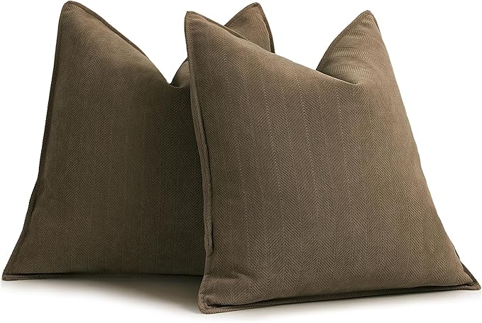 ZWJD Brown Pillow Covers 16x16 Set of 2 Chenille Throw Pillow Covers by ZWJD