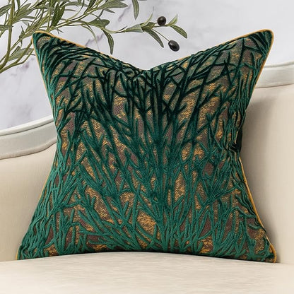 Yangest Green Twigs Throw Pillow Cover Branches Velvet Cushion Case Neutral by Yangest