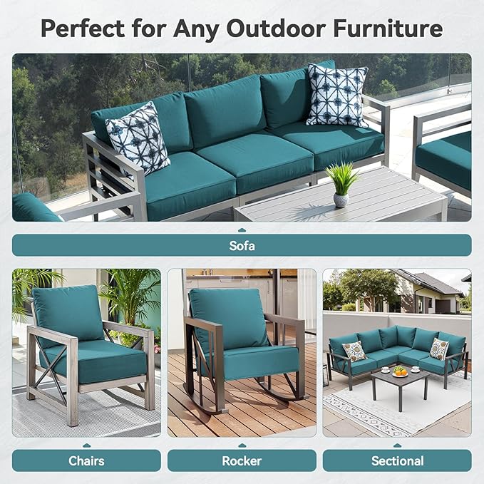 6" Thick Outdoor Cushions 22x24x6, 2-Set Deep Seat Patio Cushions - Image 6