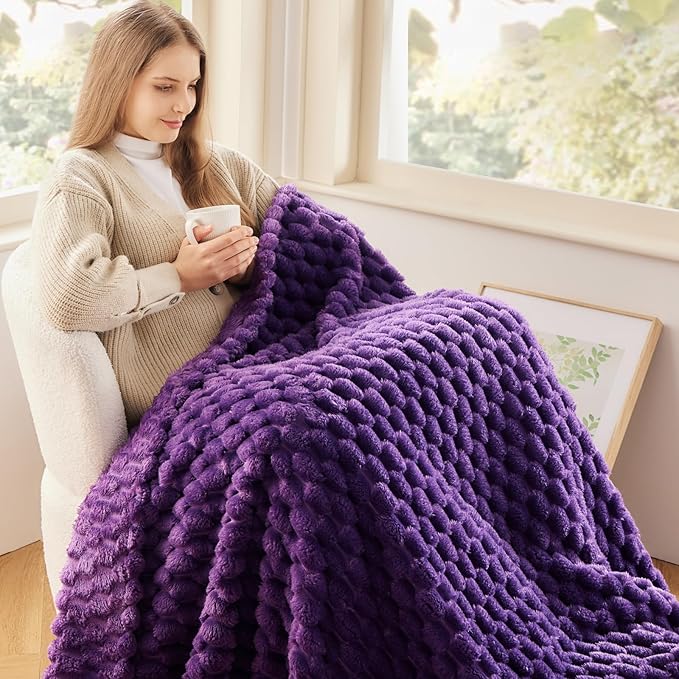 NEWCOSPLAY Super Soft Twin Blanket Purple Premium Silky Flannel Fleece 3D - Image 2