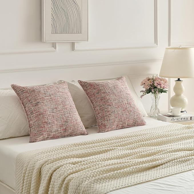 FUTEI Blush Decorative Throw Pillow Covers 12x20 Inch Set of 2, Soft Chenille - Image 6
