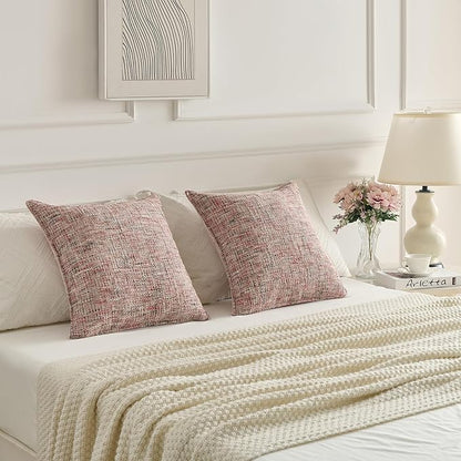 FUTEI Blush Decorative Throw Pillow Covers 12x20 Inch Set of 2, Soft Chenille - Image 6