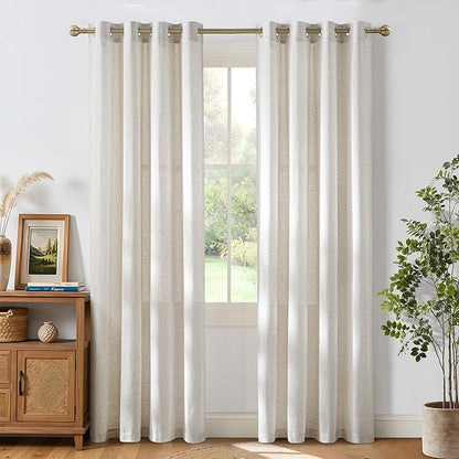 NICETOWN Linen Curtains 84 inches Long, Grommet Thick Flax Linen Privacy Assured by NICETOWN