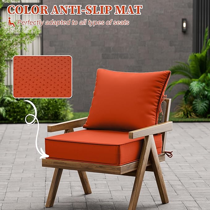 Outdoor Seat Cushion Set 19 L × 19 W × 4 H Inch Waterproof & Fade Resistant - Image 6