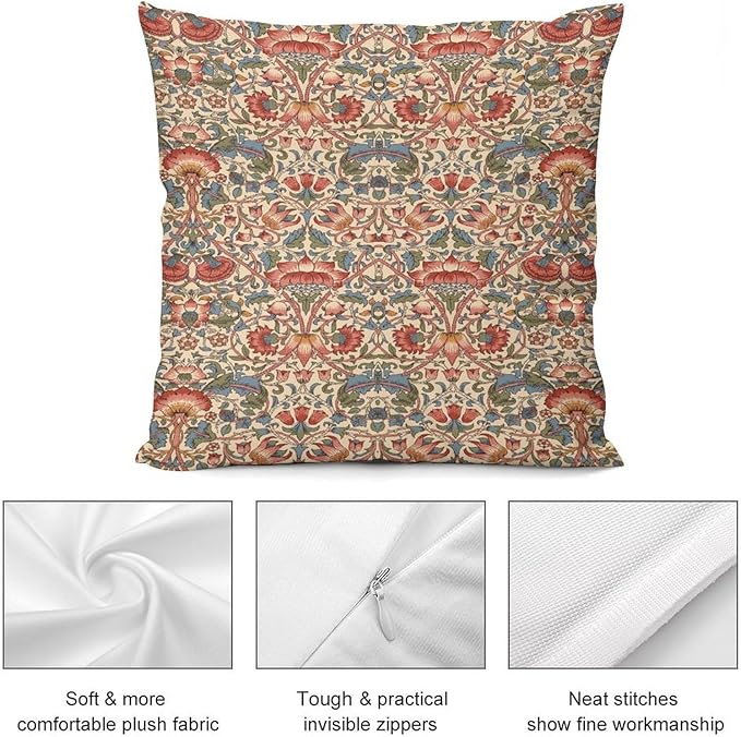 William Morris Floral Original Throw Pillow Covers Boho Chic Retro Floral Cozy - Image 7